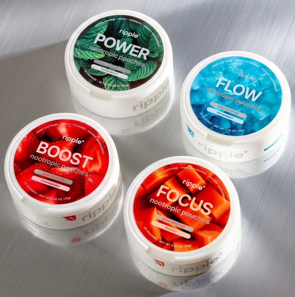 ripple⁺ Nootropic Pouches Caffeine & L-Theanine (Flow Spearmint)