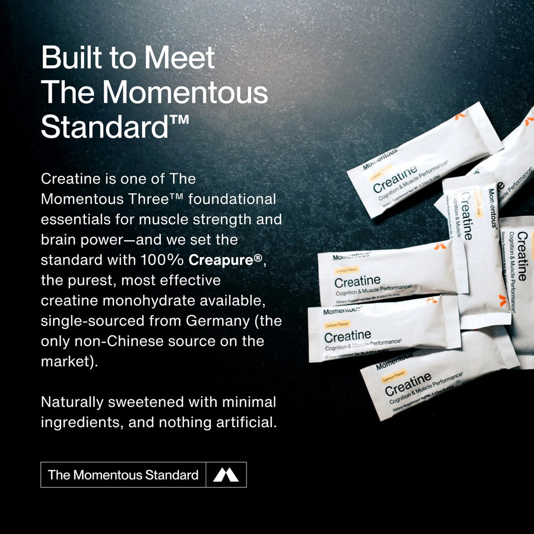 Momentous Creatine Monohydrate Powder (15-Travel Packs) - NSF Certified For Sport