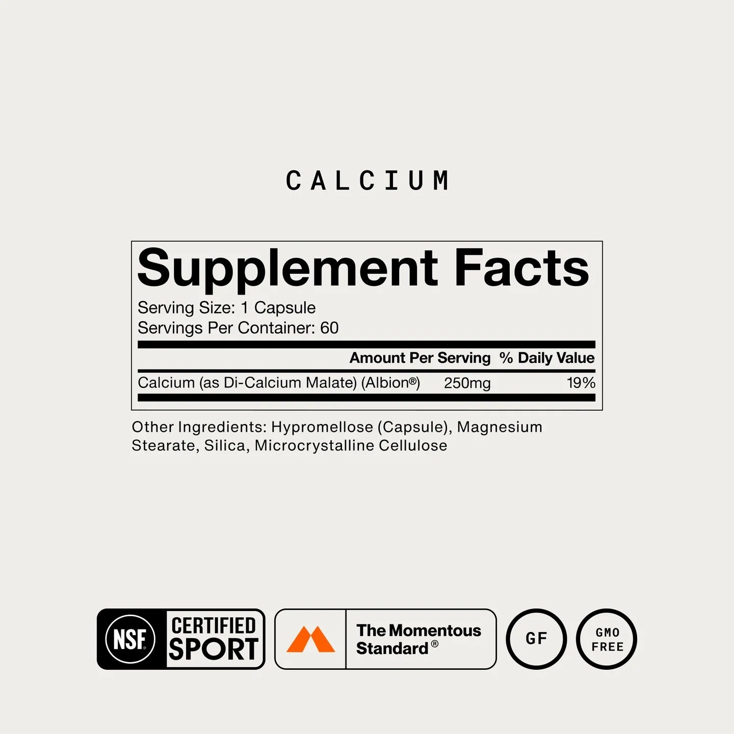 Momentous Calcium 250mg with DimaCal, Bone & Muscle Support | 60 Capsules