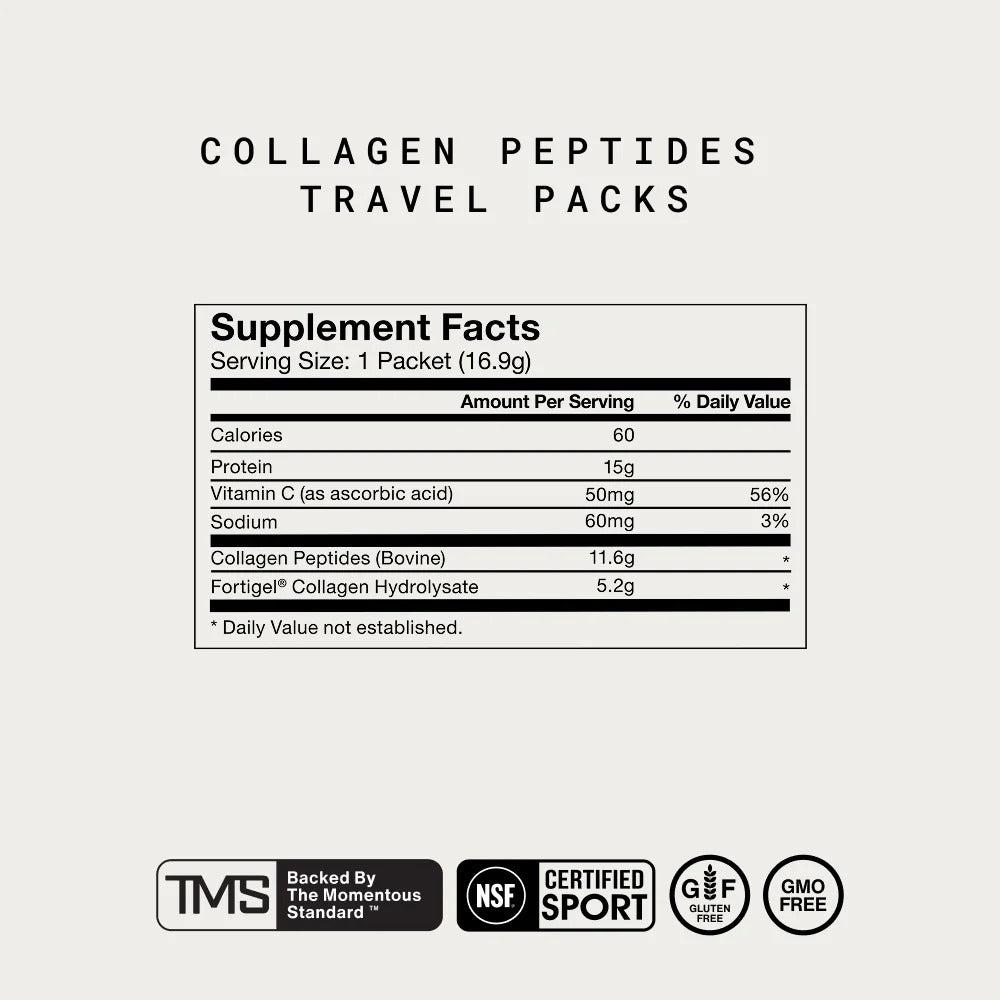 Momentous Grass-Fed Collagen Peptides (10-Travel Packs) - NSF Certified For Sport