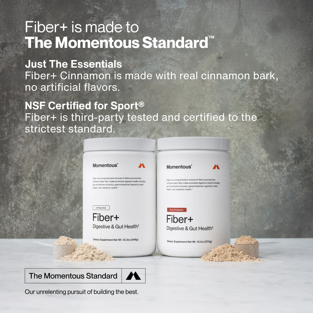 Momentous Fiber+ Prebiotic Fiber Powder (30 Serving Jar) - NSF Certified For Sport