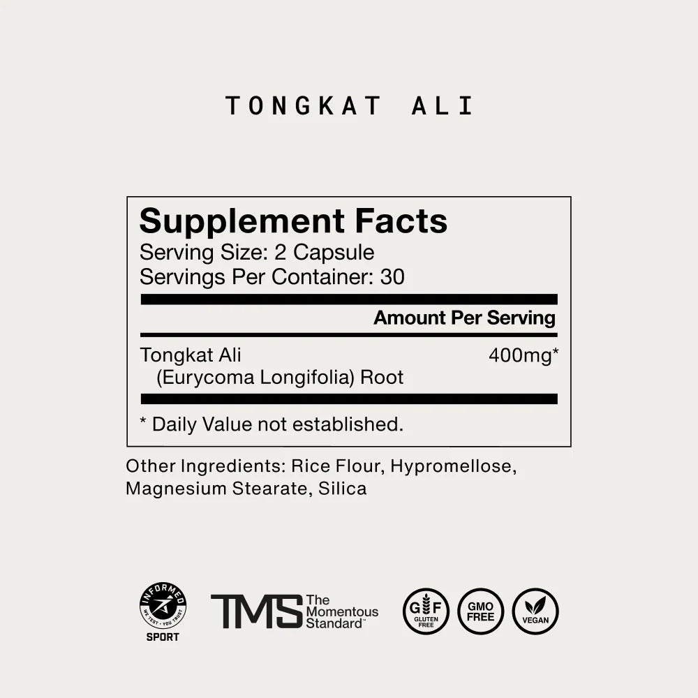 Momentous Tongkat Ali 400 mg Capsules, Hormone Support | 60 Count