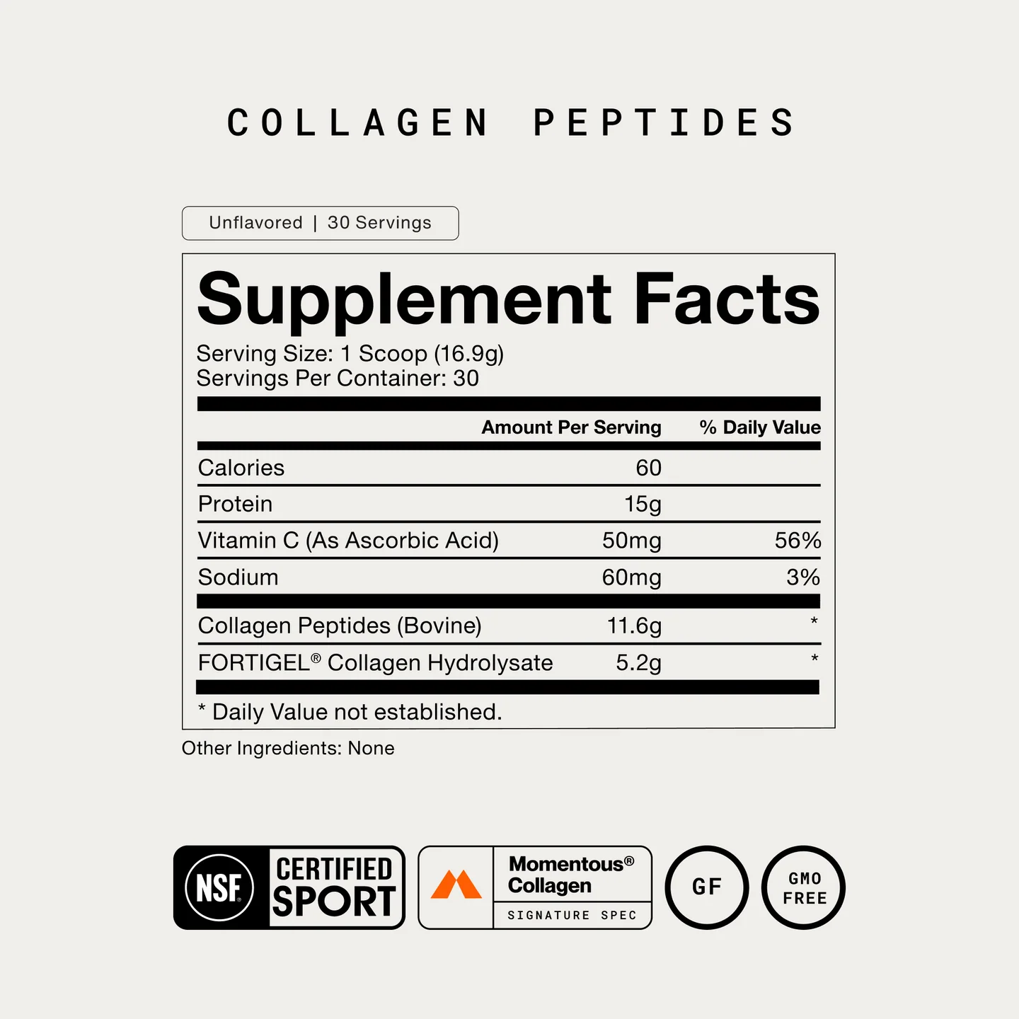 Momentous Grass-Fed Collagen Peptides (30 Serving Jar) - NSF Certified For Sport