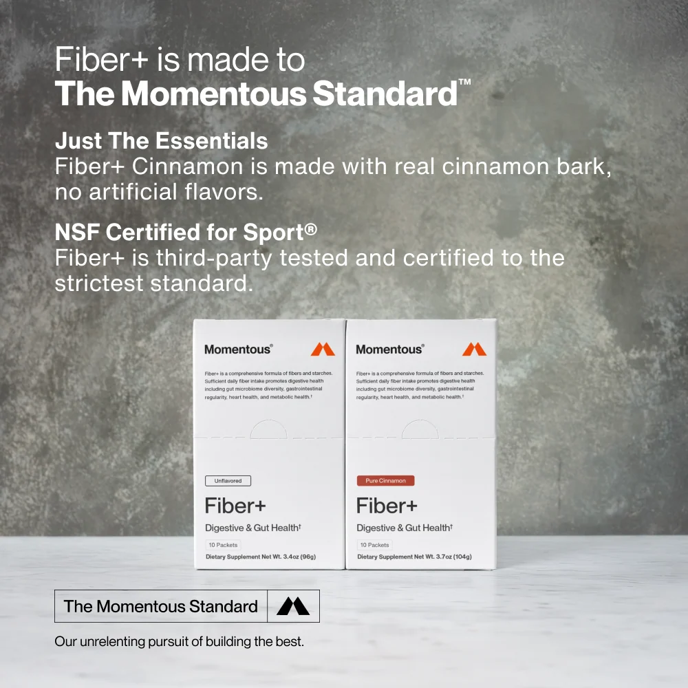 Momentous Fiber+ Prebiotic Fiber Powder (10-Travel-Packs) - NSF Certified For Sport