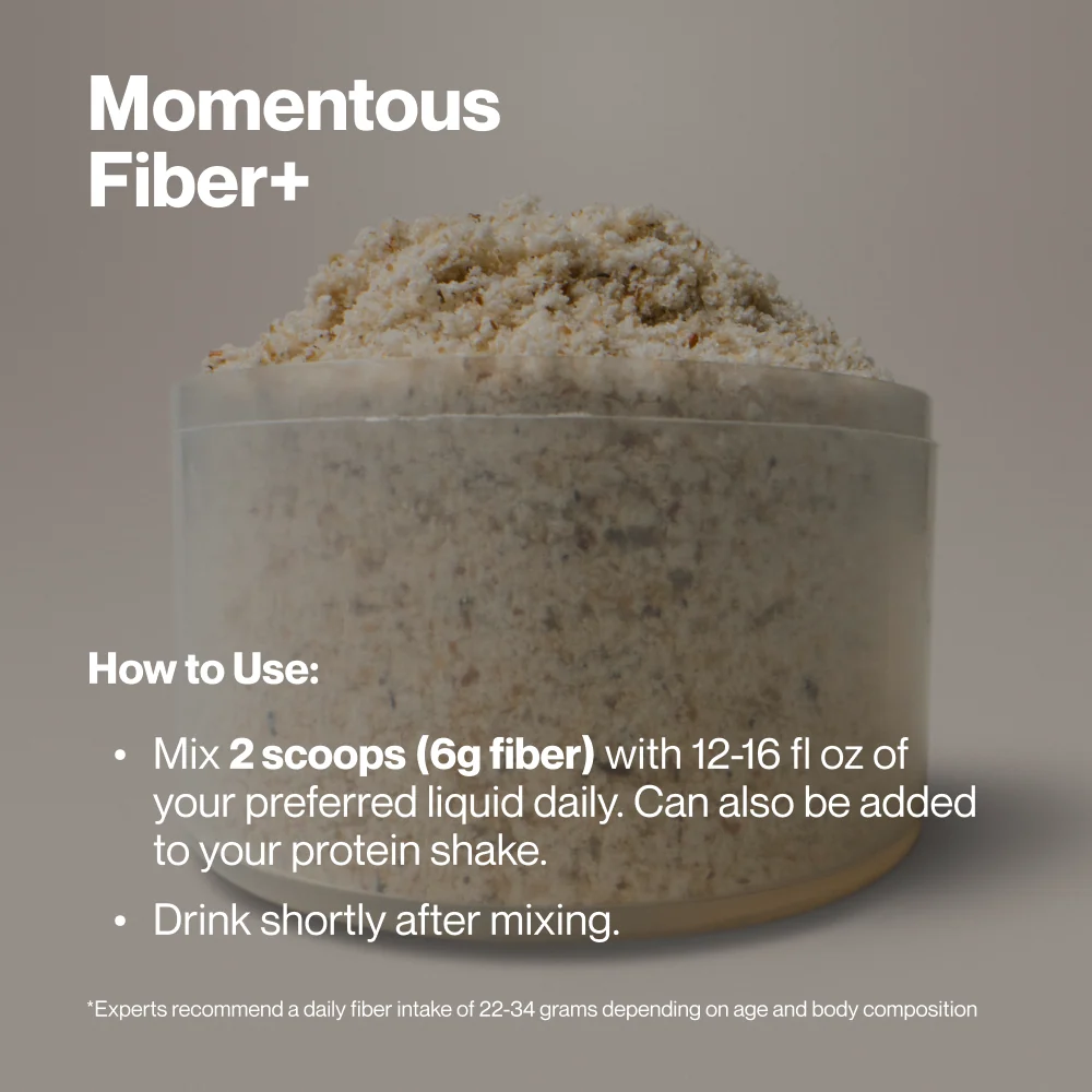 Momentous Fiber+ Prebiotic Fiber Powder (30 Serving Jar) - NSF Certified For Sport