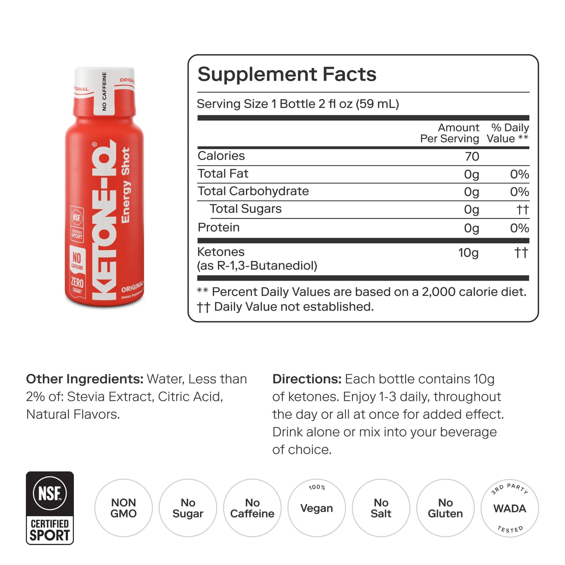 Ketone-IQ No Caffeine High Performance Energy Shot (Original)