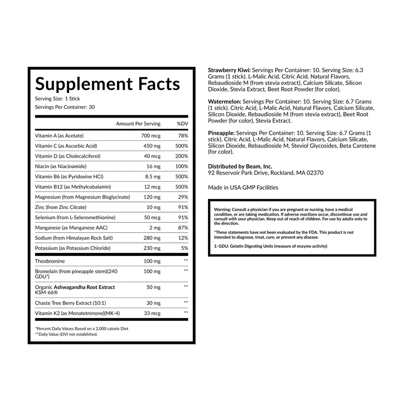 Beam Organics Glow Hormone Balance Supplement - Strawberry Kiwi (15 Servings)