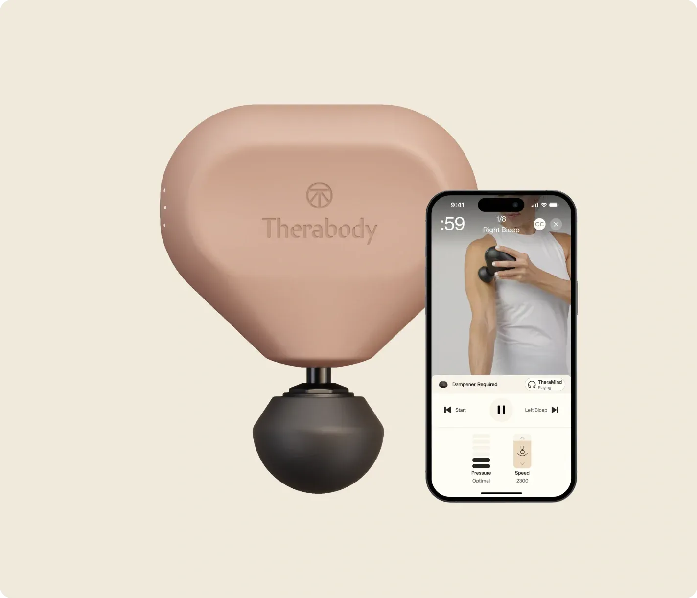Theragun Mini (3rd Gen) by Therabody - Portable Massage Gun (Desert Rose)