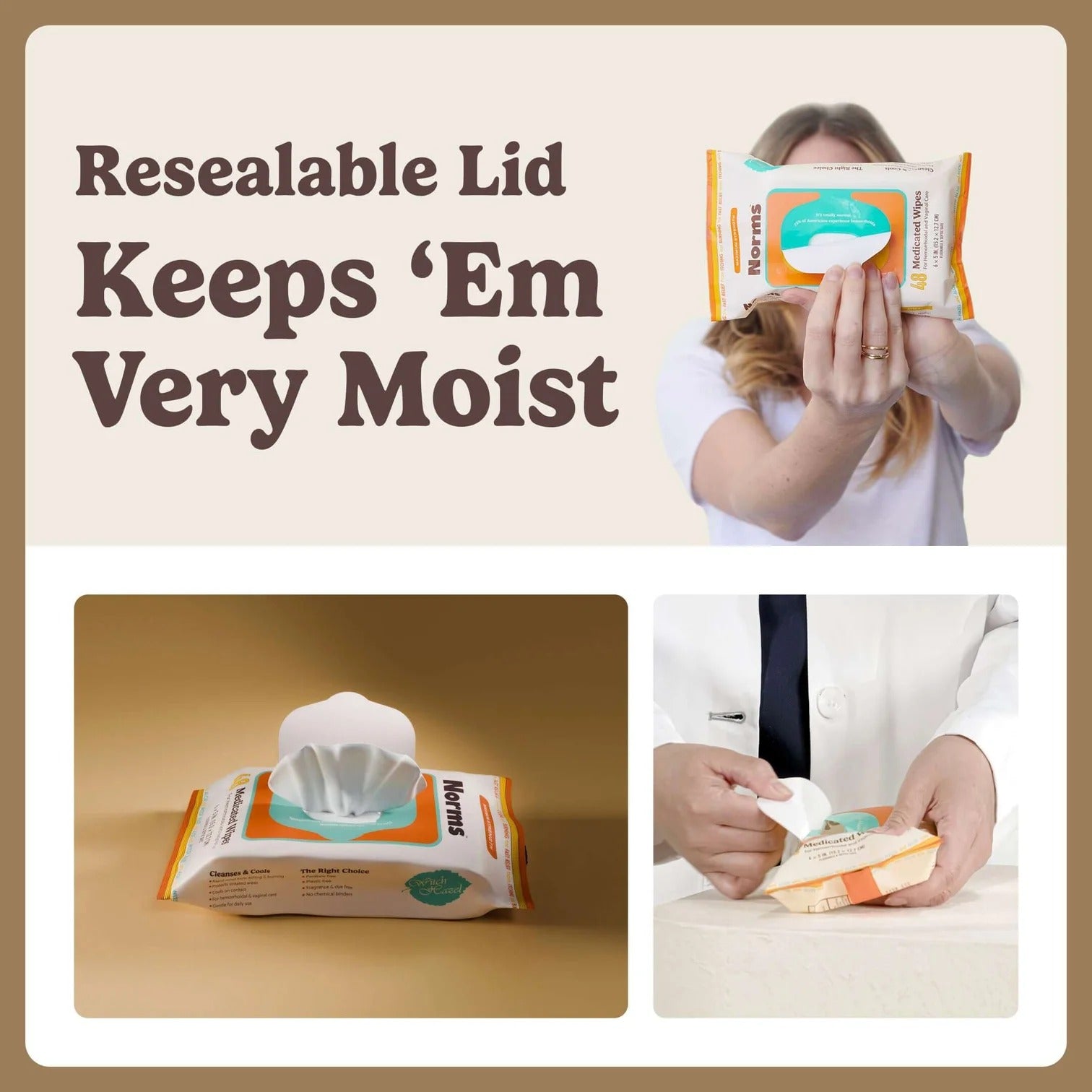 Norms Medicated Hemorrhoid Wipes with Witch Hazel and Aloe