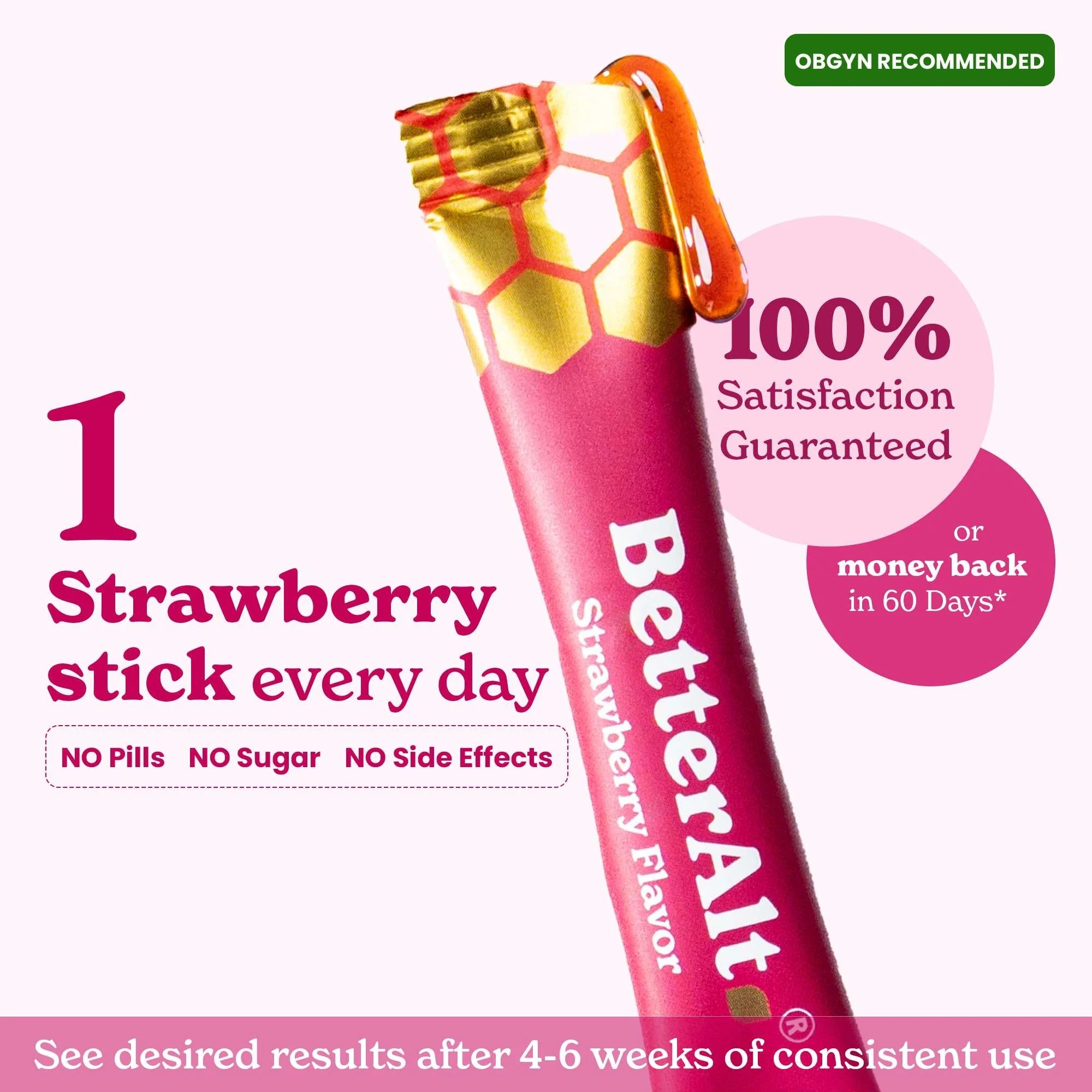 BetterAlt Women's SHE-Lajit Honey Sticks for Hormonal Balance & Energy (Strawberry)