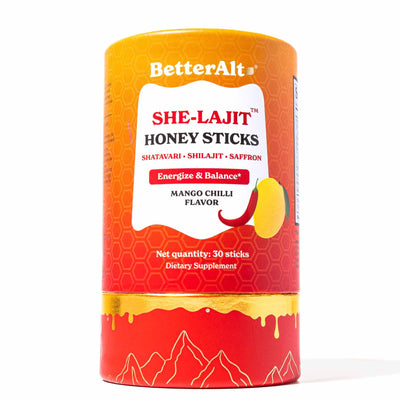 BetterAlt Women's SHE-Lajit Honey Sticks for Hormonal Balance & Energy (Mango Chilli)