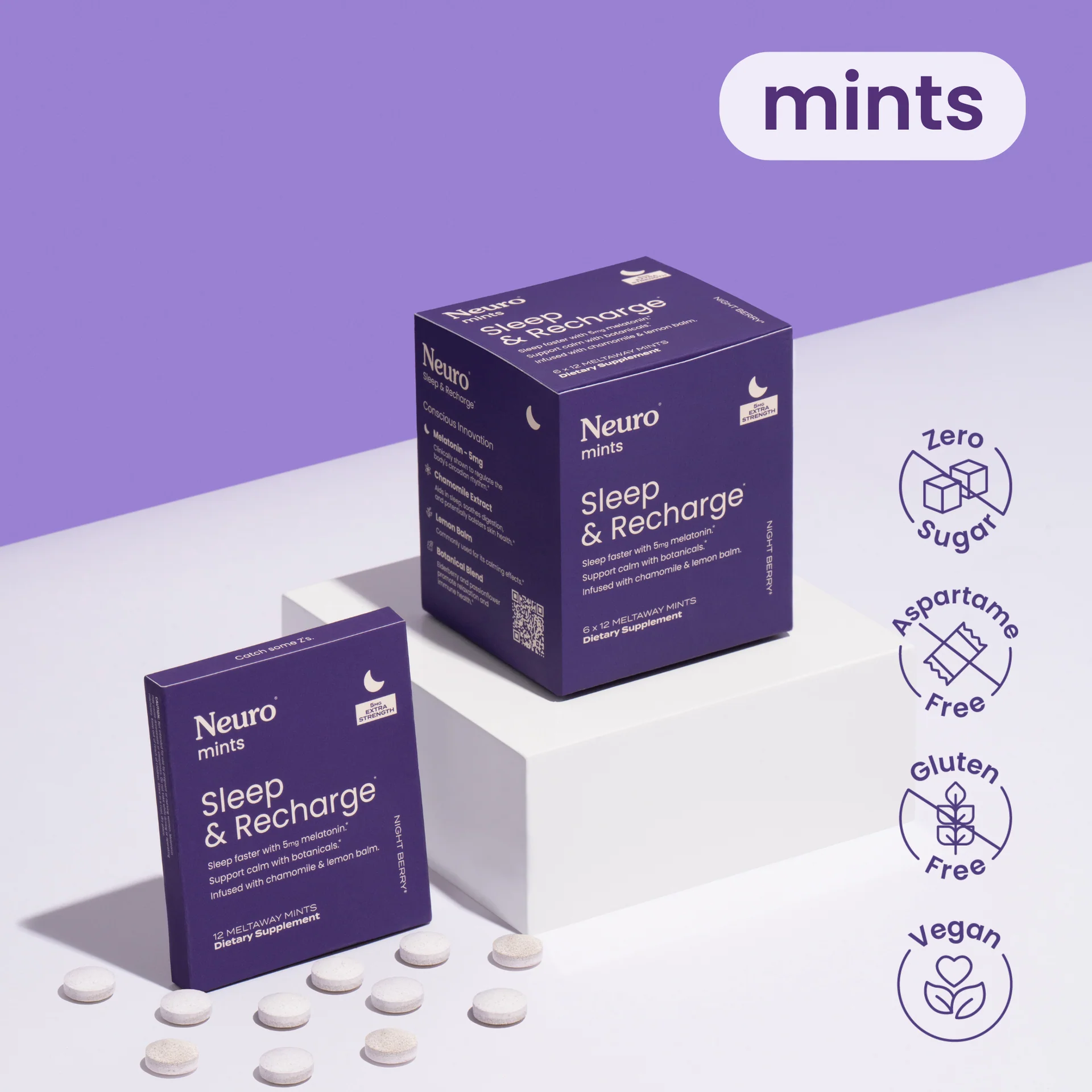 Sleep Mints Neuro Sleep & Recharge Meltaway Mints (5mg) - HSA/FSA Eligible ...