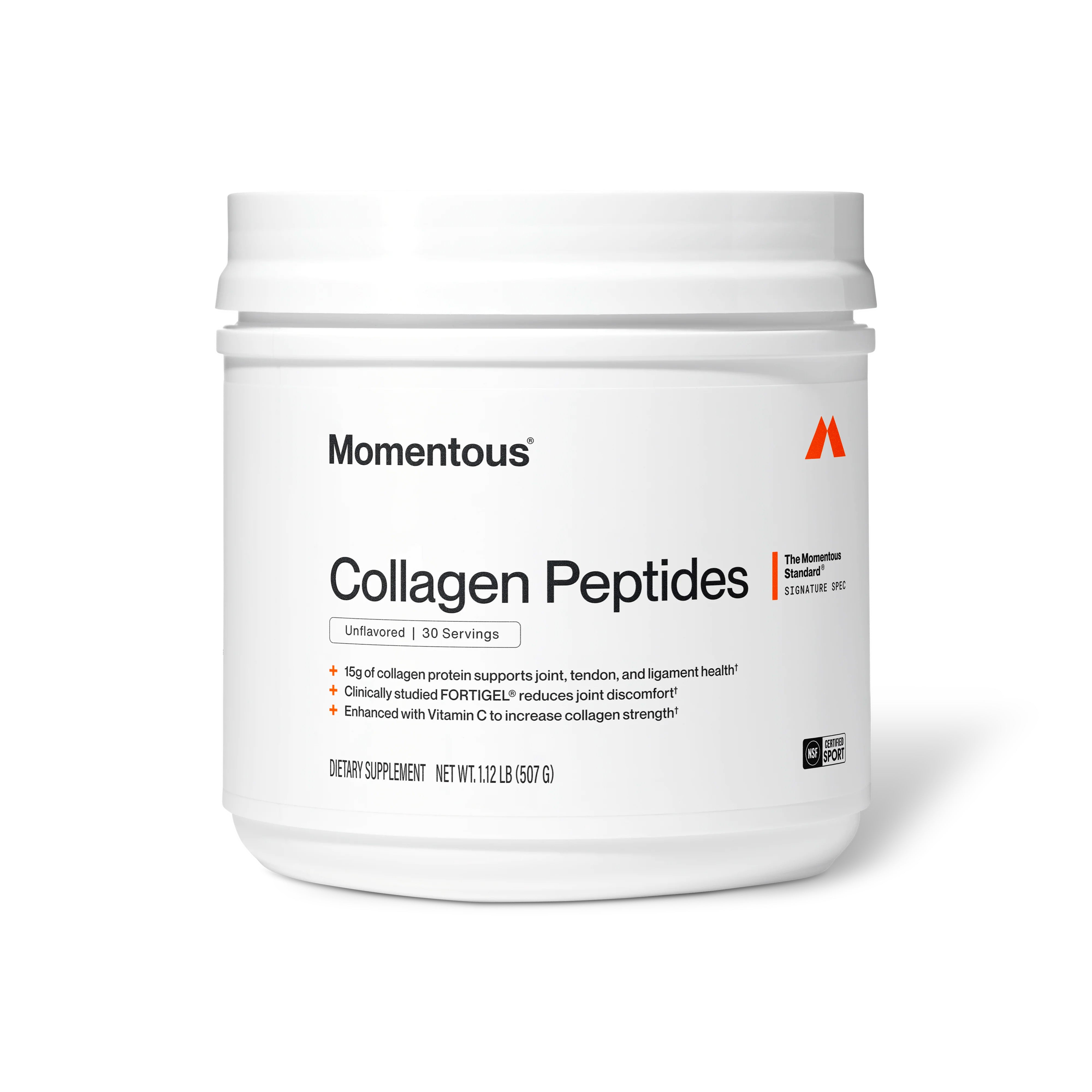 Momentous Grass-Fed Collagen Peptides (30 Serving Jar) - NSF Certified For Sport