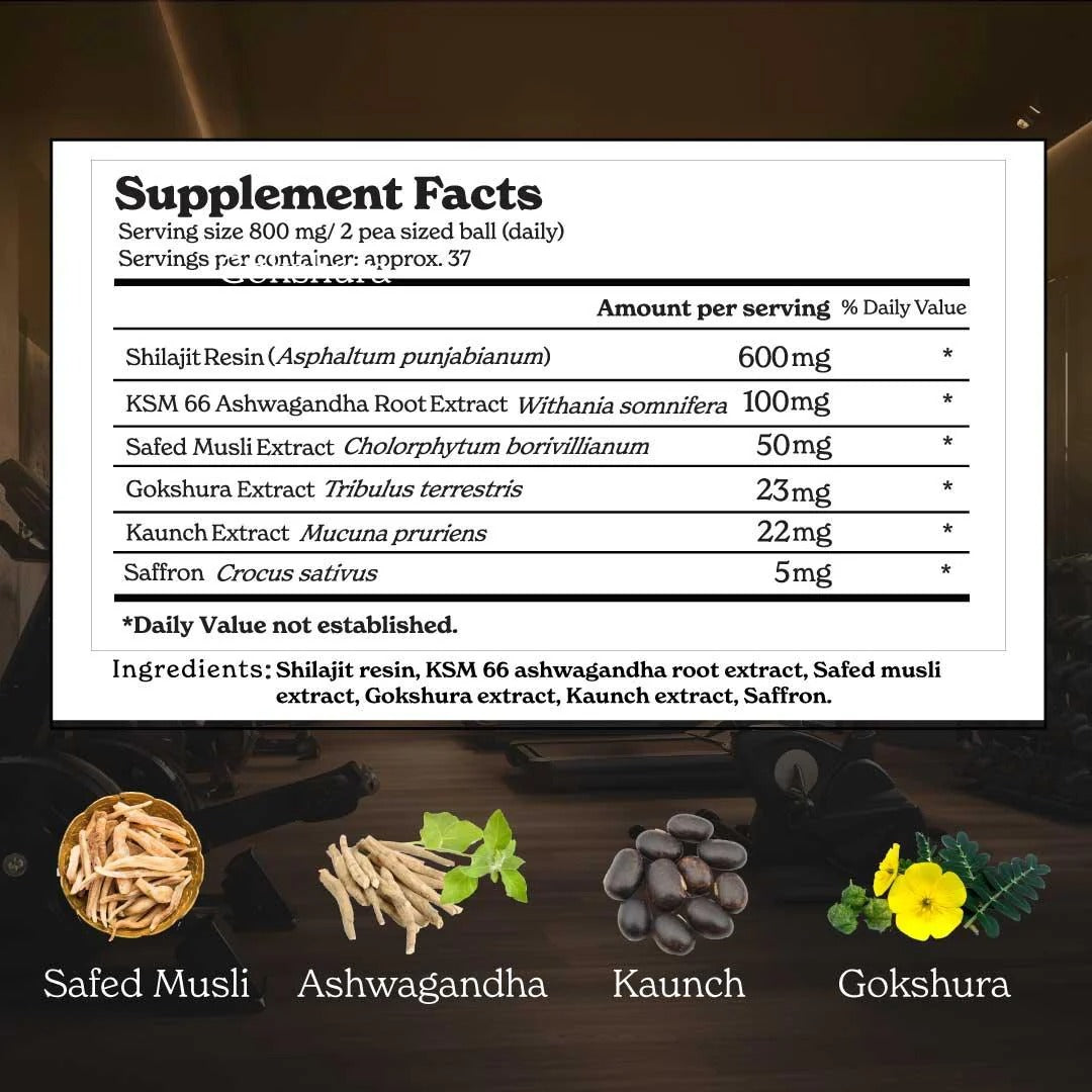 BetterAlt GOLD+ Himalayan Shilajit Resin + KSM-66 Ashwagandha + Safed Musli + Saffron (600mg Shilajit)