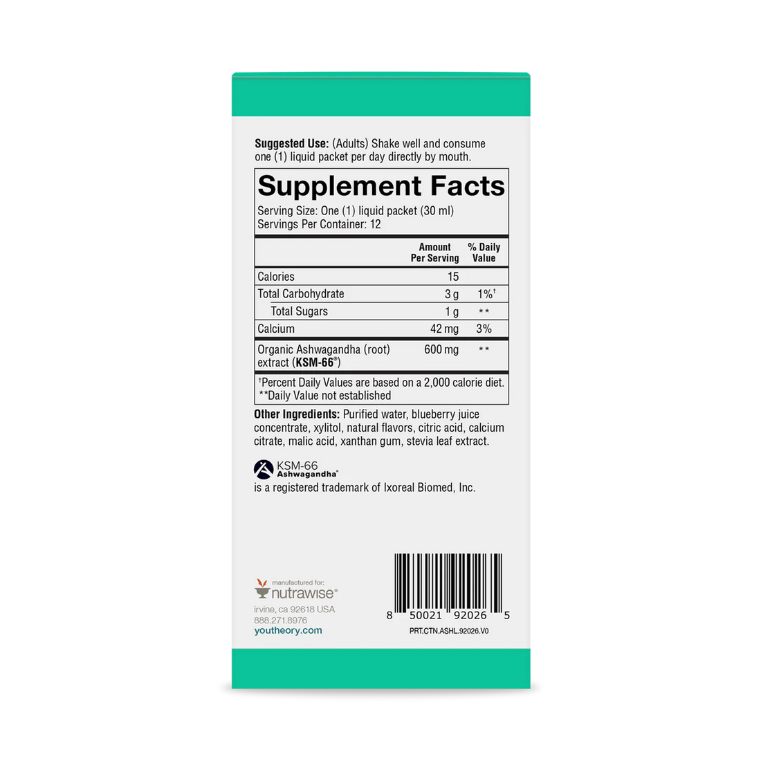 Youtheory® Ashwagandha Liquid (600 mg) Stress Support Supplement