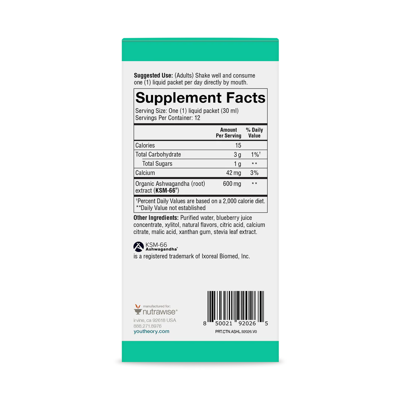 Youtheory® Ashwagandha Liquid (600 mg) Stress Support Supplement