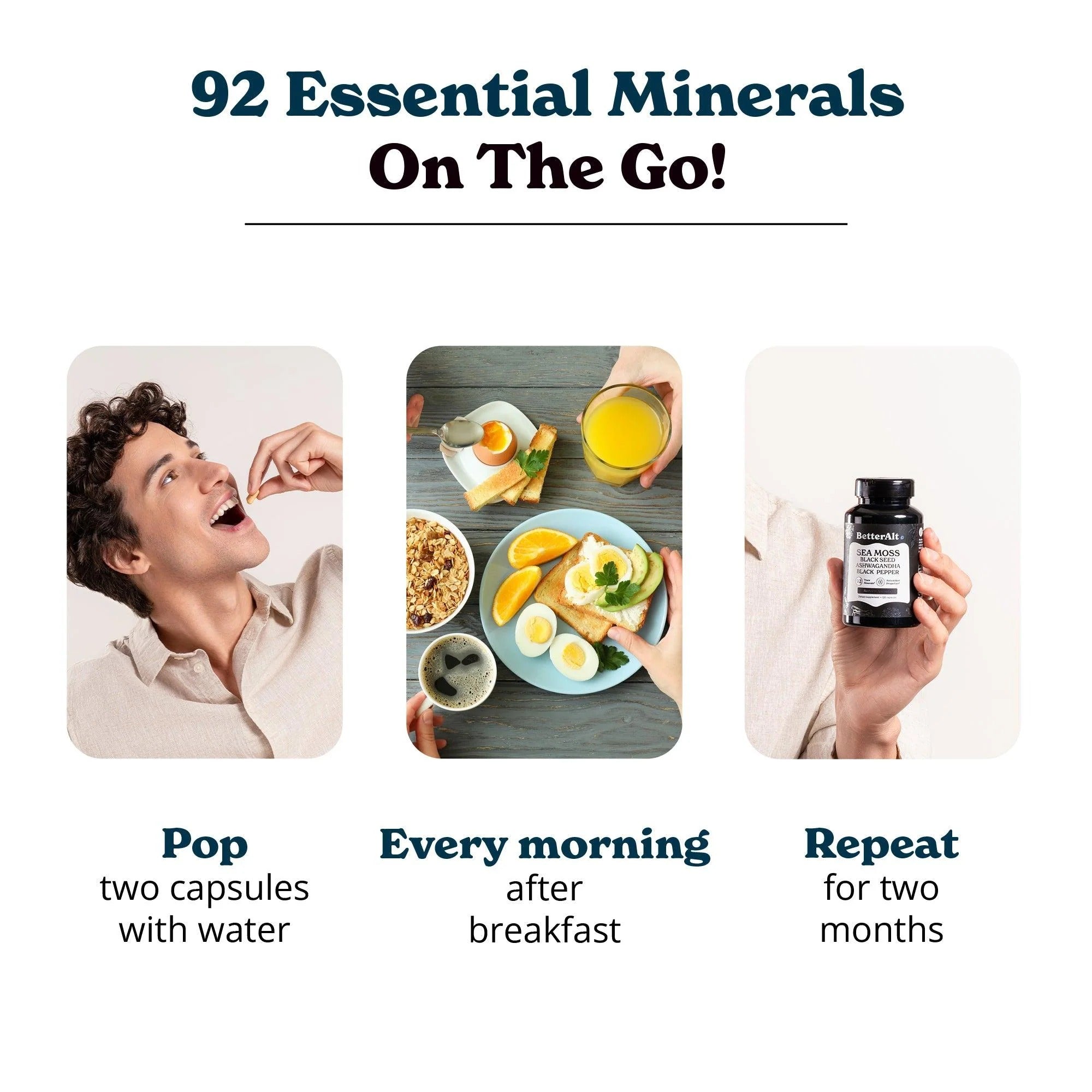 BetterAlt Sea Moss w/Black Seed Oil, Ashwagandha & Black Pepper (120 Capsules)