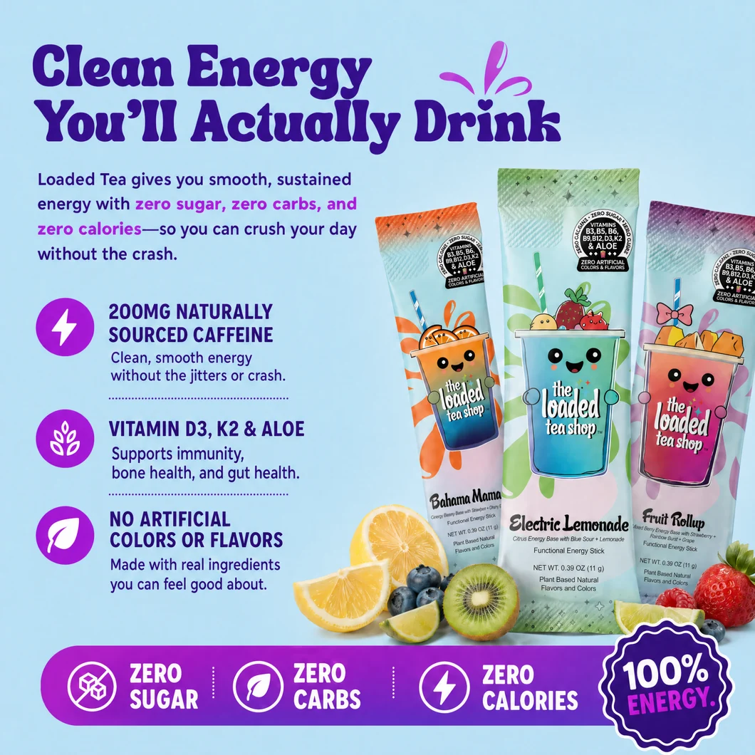 The Loaded Tea Shop Functional Energy Tea Packs (Strawberry Lemonade)