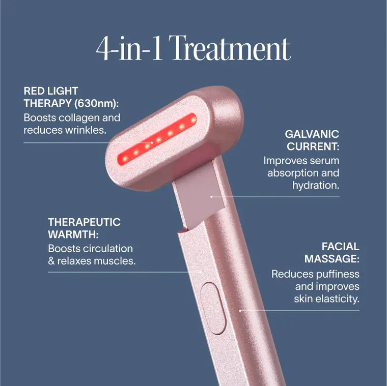Solawave 4-in-1 Red Light Therapy Skincare Wand (Rose Gold)