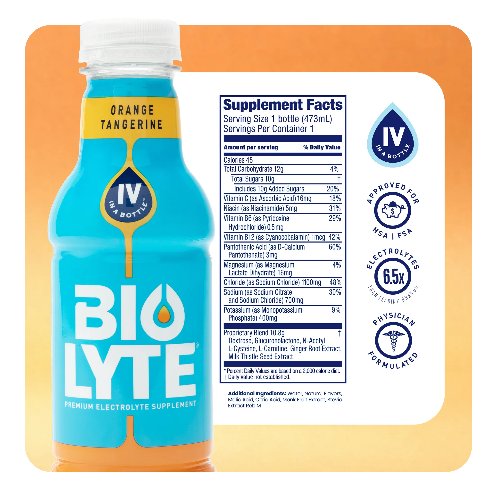 BIOLYTE® Hydration Electrolyte Drink (Orange Tangerine)
