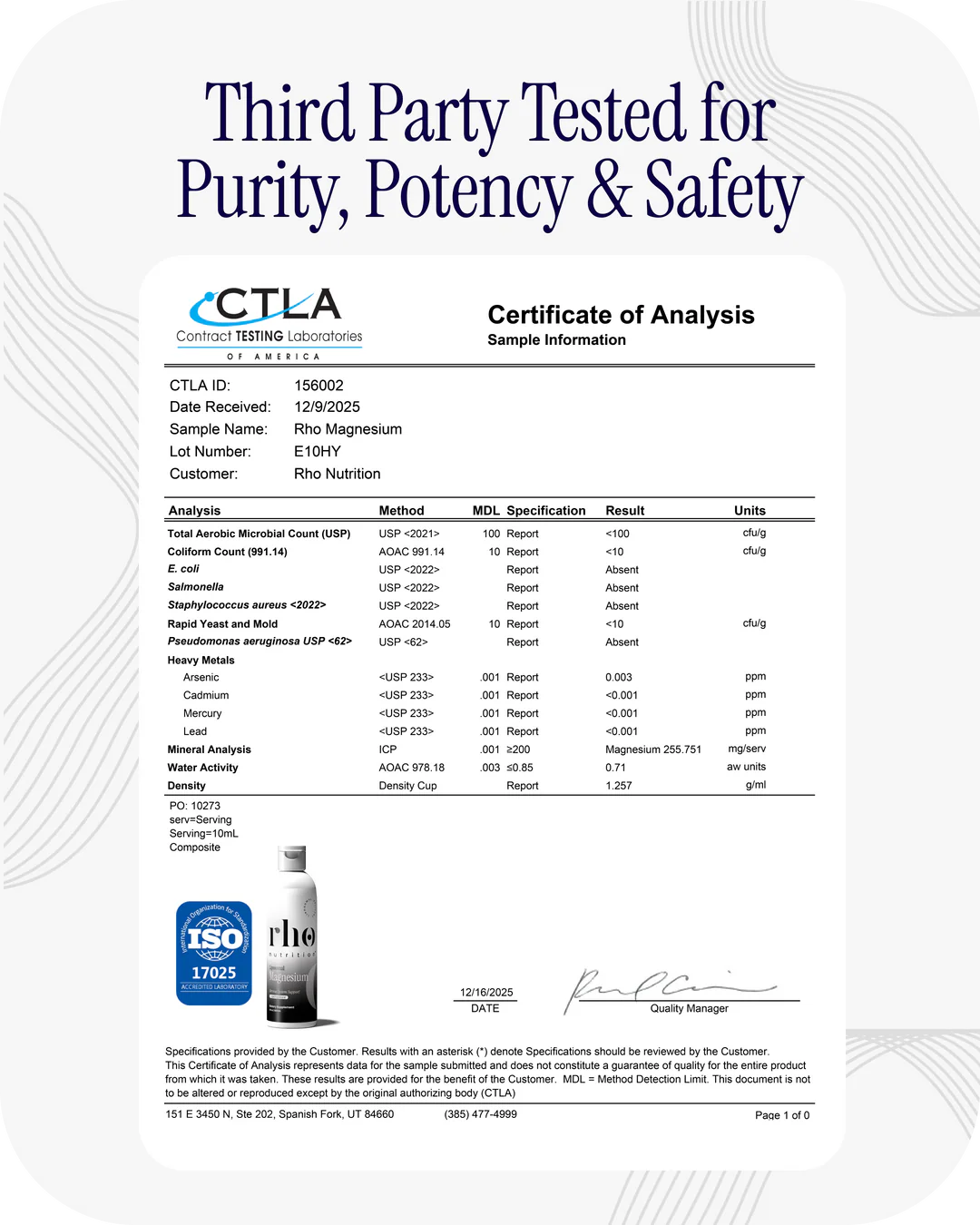 Rho Nutrition Liposomal Magnesium (30 Servings)