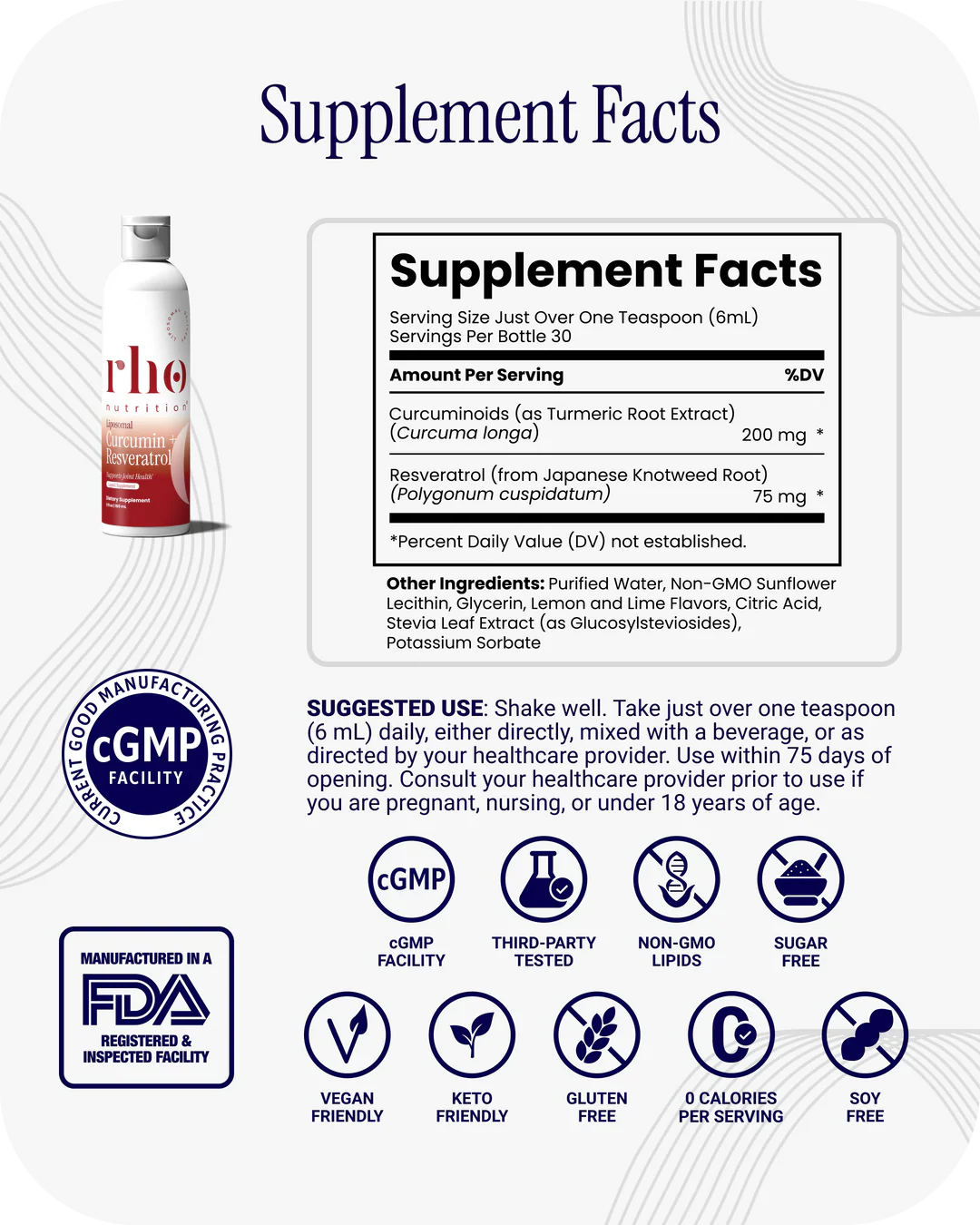Rho Nutrition Curcumin + Resveratrol (30 Servings)