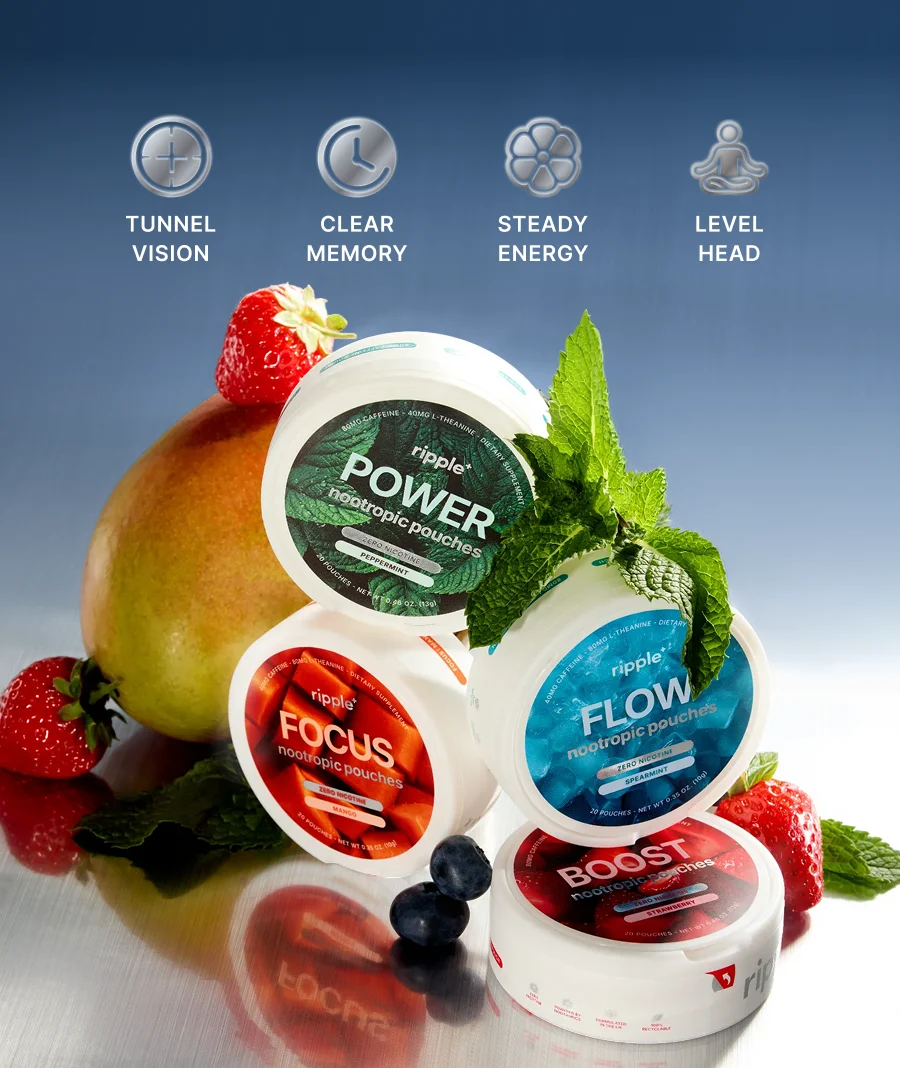 ripple⁺ Nootropic Pouches Caffeine & L-Theanine (Flow Spearmint)