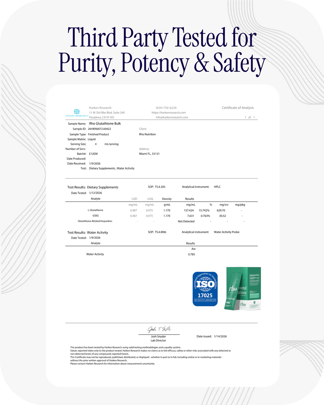 Rho Nutrition Liposomal Glutathione (Travel Packs)