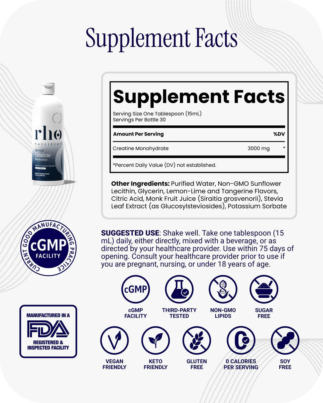 Rho Nutrition Liposomal Creatine Monohydrate (30 Servings)