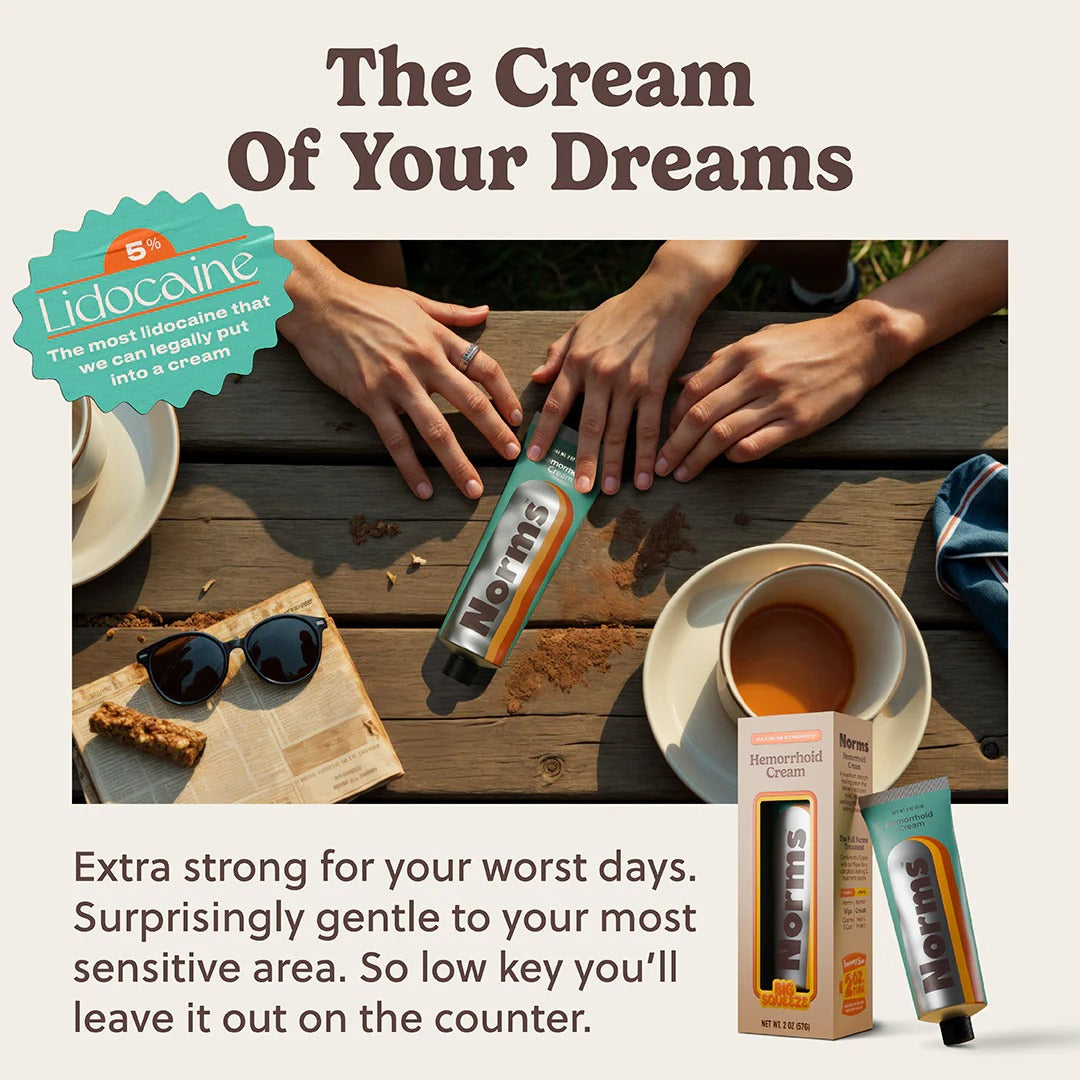 Norms Hemorrhoid Treatment Cream, Max Strength 5% – Big Squeeze 2oz Tube