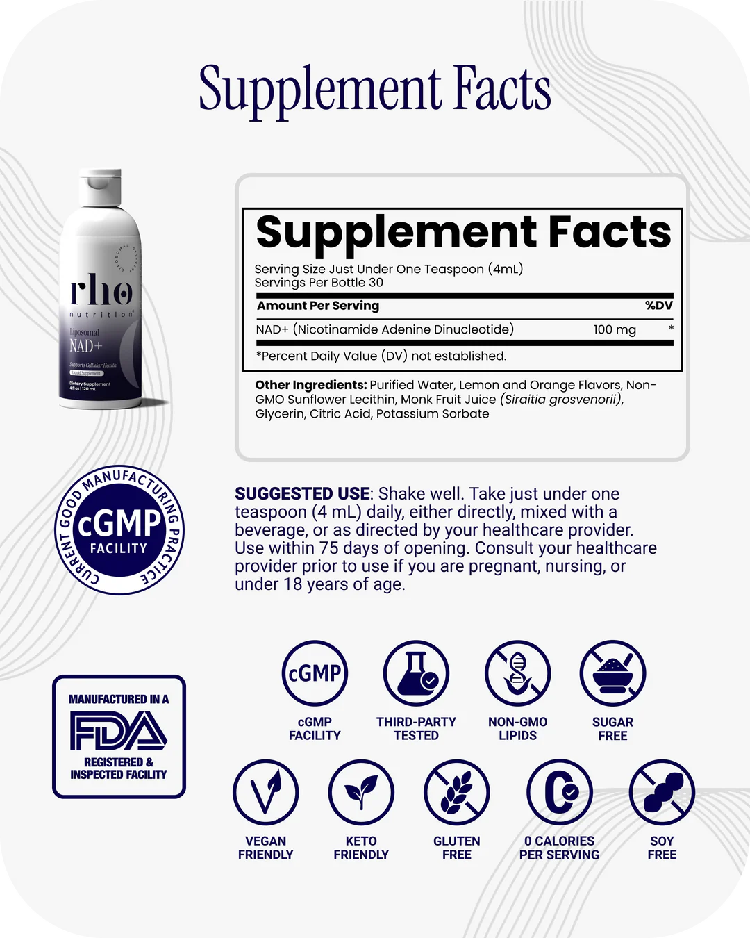 Rho Nutrition Liposomal NAD+ (30 Servings)
