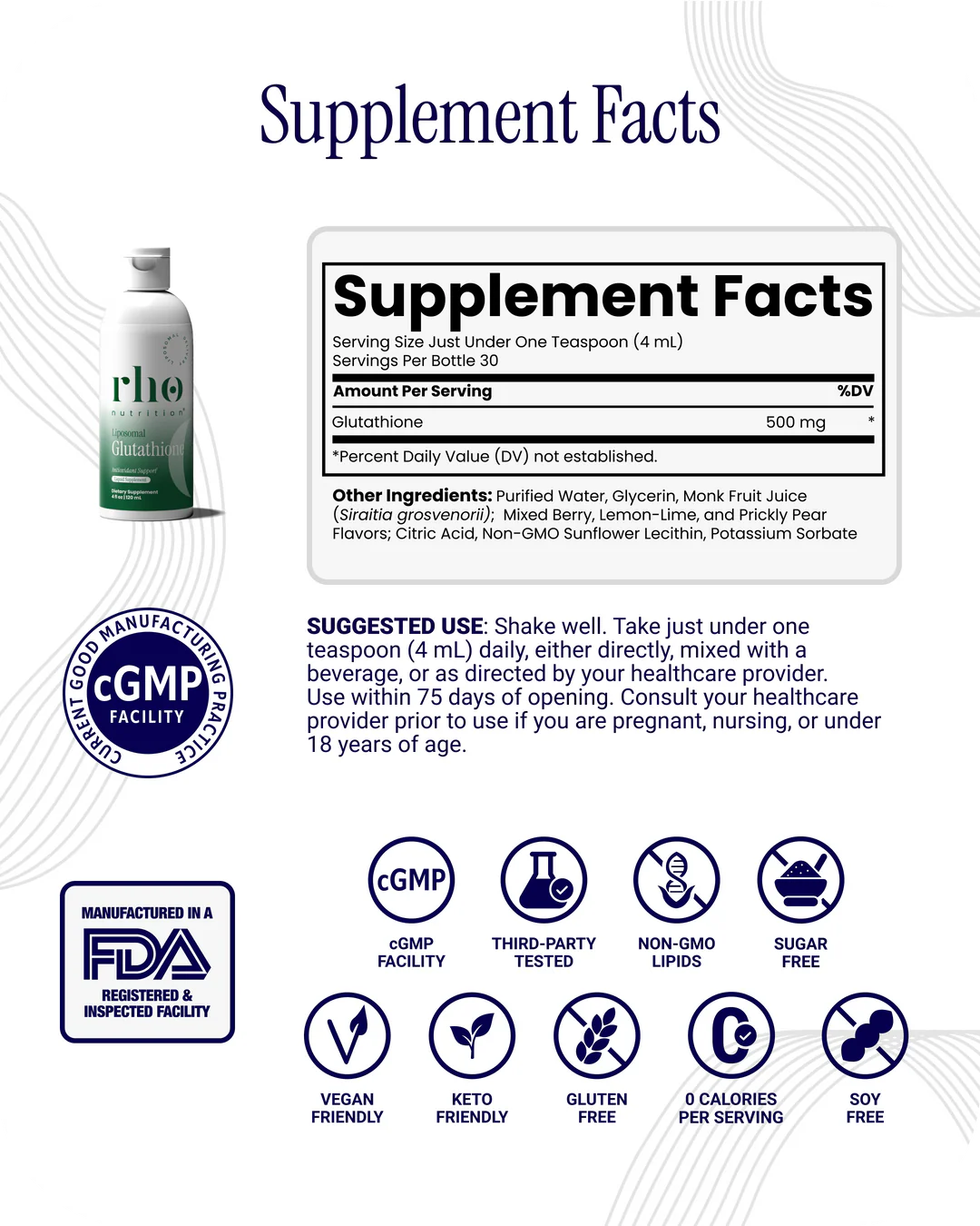 Rho Nutrition Liposomal Glutathione (30 Servings)