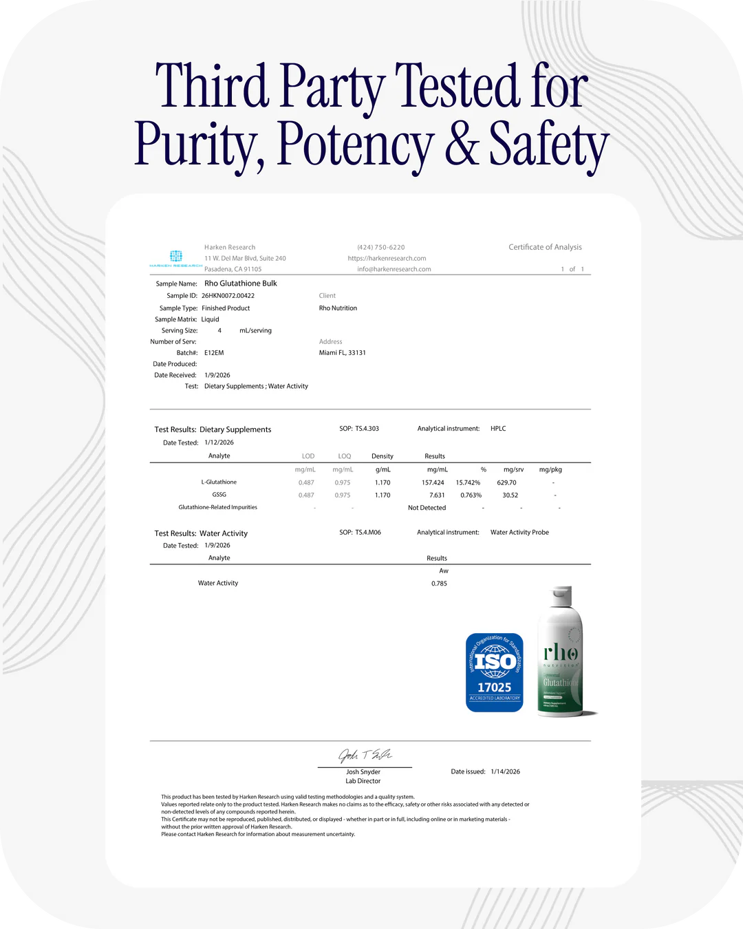 Rho Nutrition Liposomal Glutathione (30 Servings)