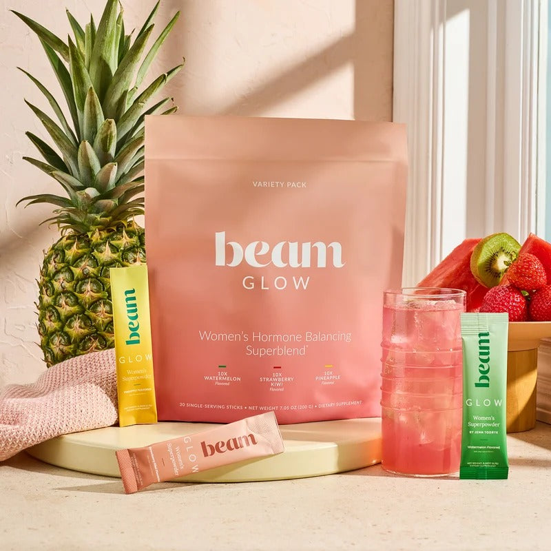 Beam Organics Glow Hormone Balance Supplement - Strawberry Kiwi (15 Servings)