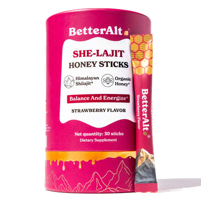 BetterAlt Women's SHE-Lajit Honey Sticks (Strawberry) - 30 Sticks