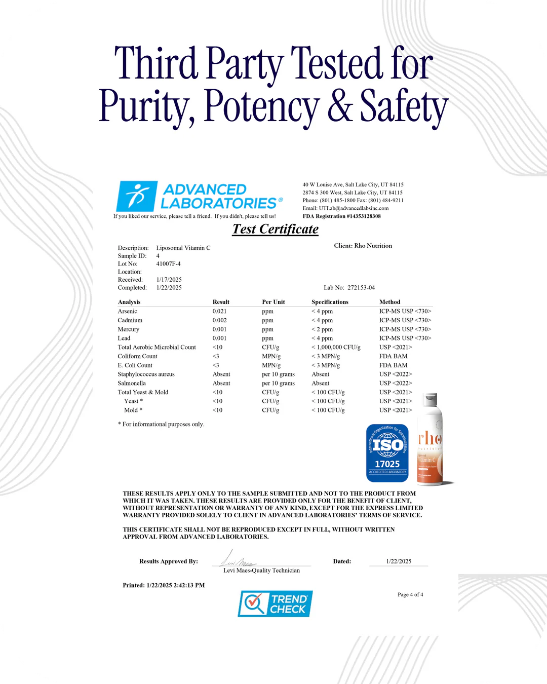 Rho Nutrition Liposomal Vitamin C (30 Servings)