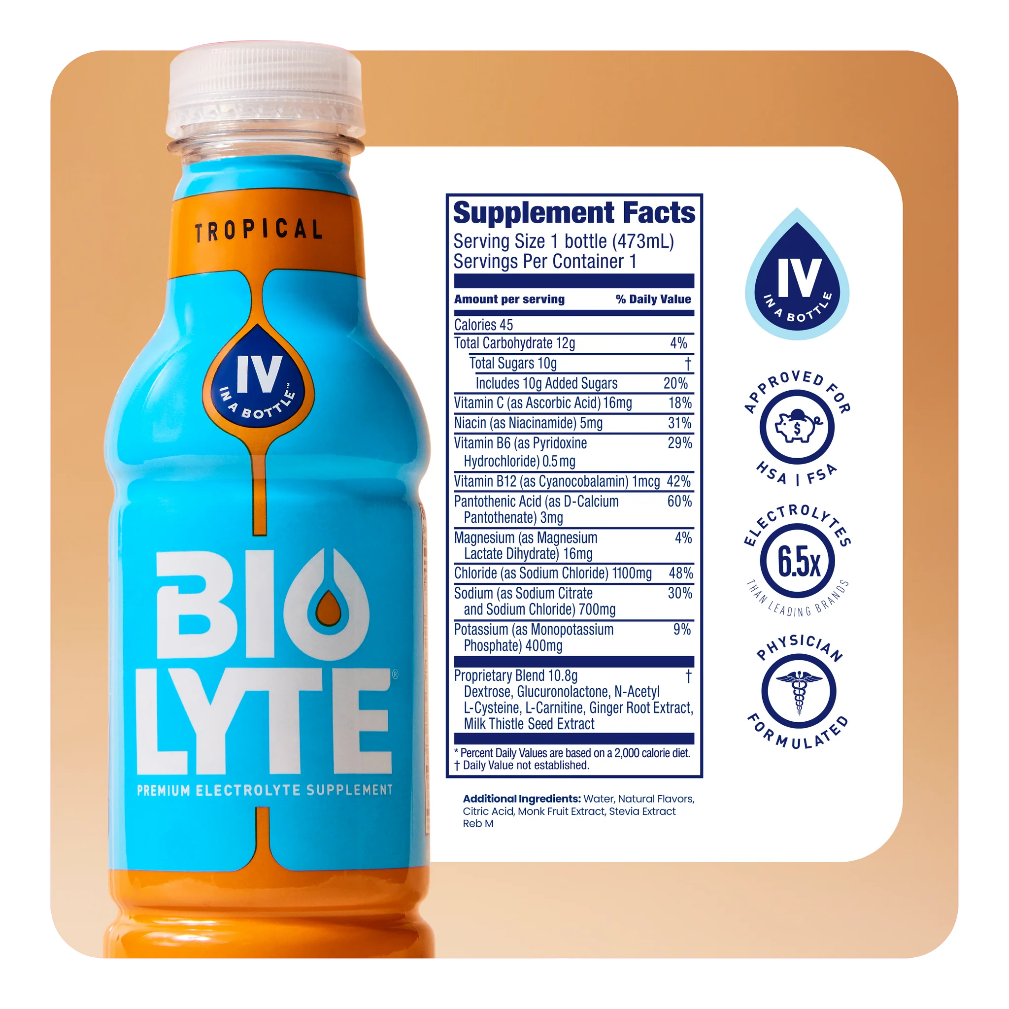 BIOLYTE® Hydration Electrolyte Drink (Tropical)