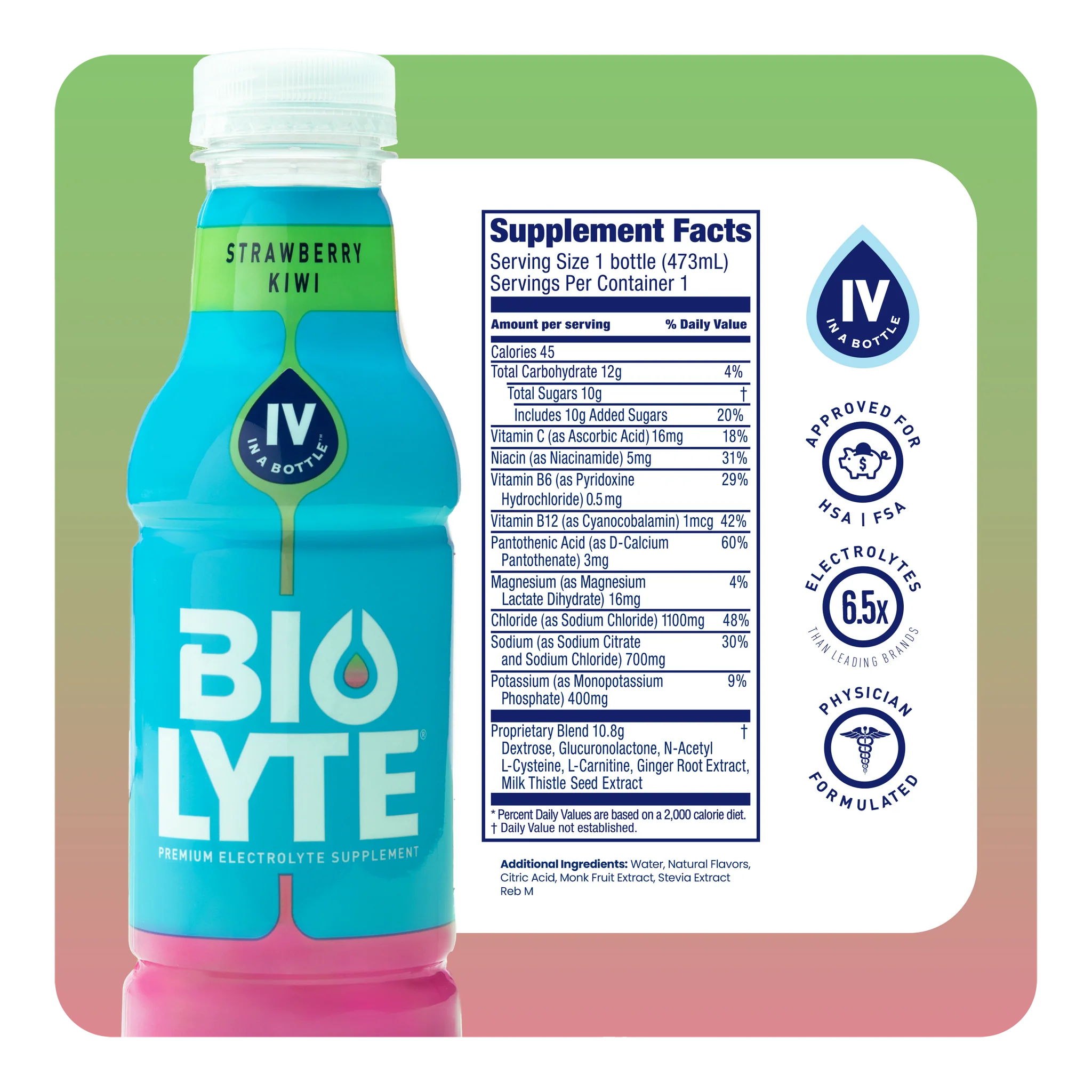 BIOLYTE® Hydration Electrolyte Drink (Strawberry Kiwi)