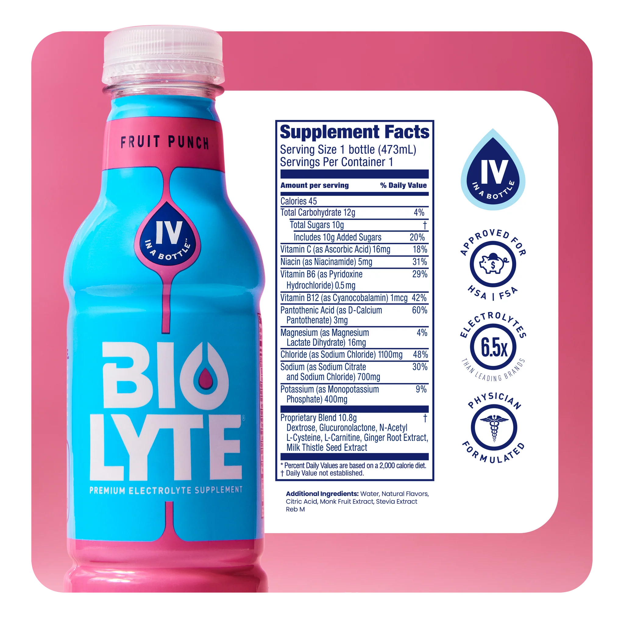 BIOLYTE® Hydration Electrolyte Drink (Fruit Punch)