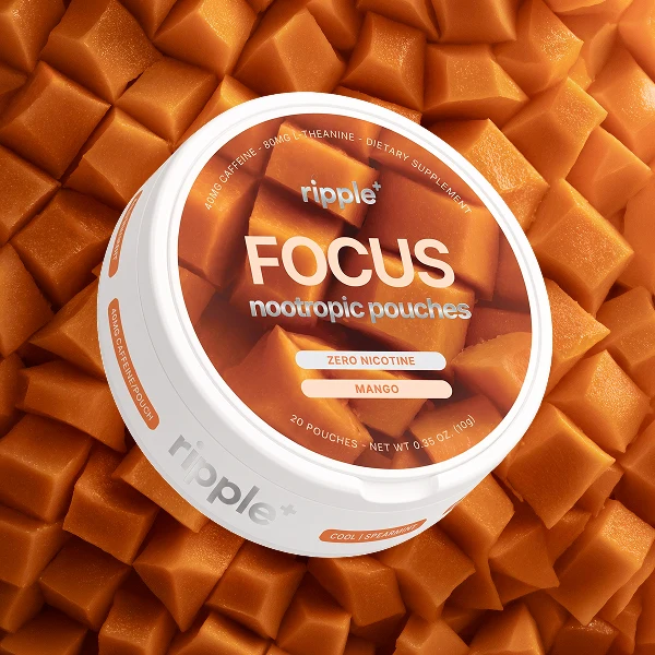 ripple⁺ Nootropic Pouches Caffeine & L-Theanine (Focus Mango