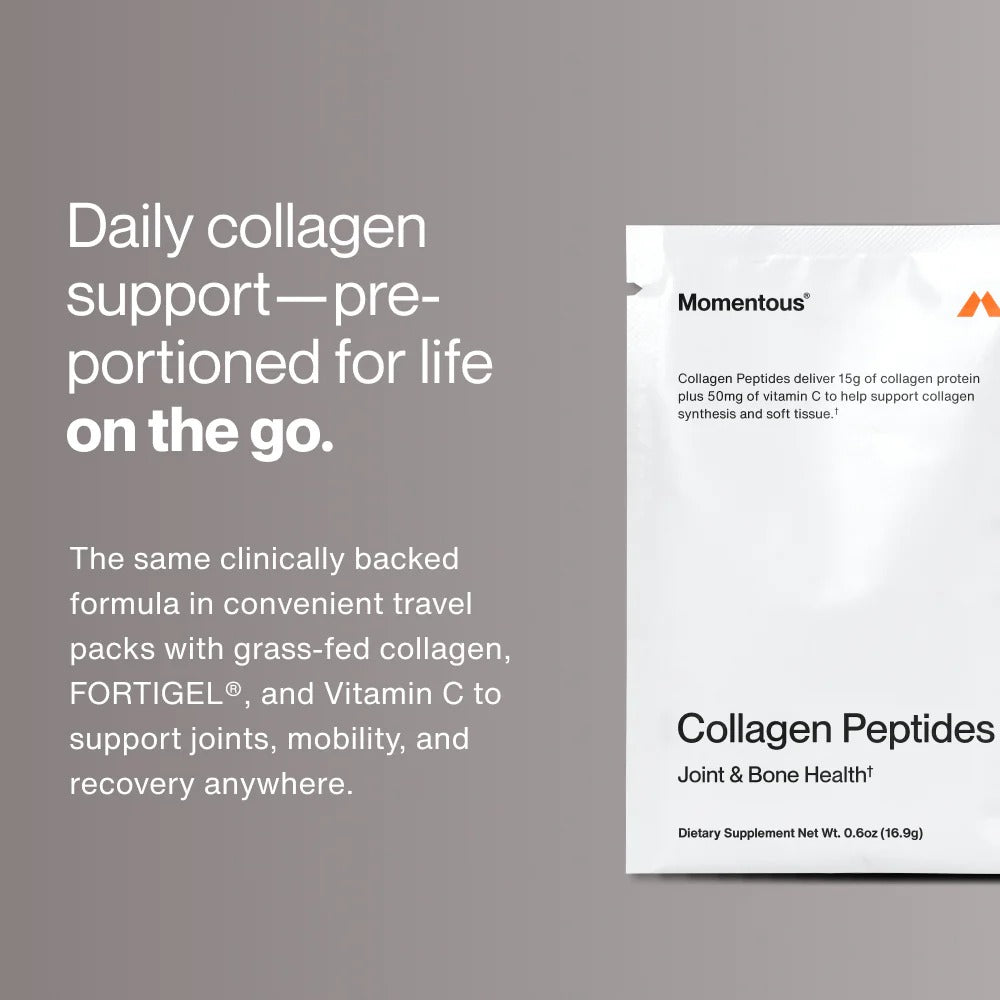 Momentous Grass-Fed Collagen Peptides (10-Travel Packs) - NSF Certified For Sport