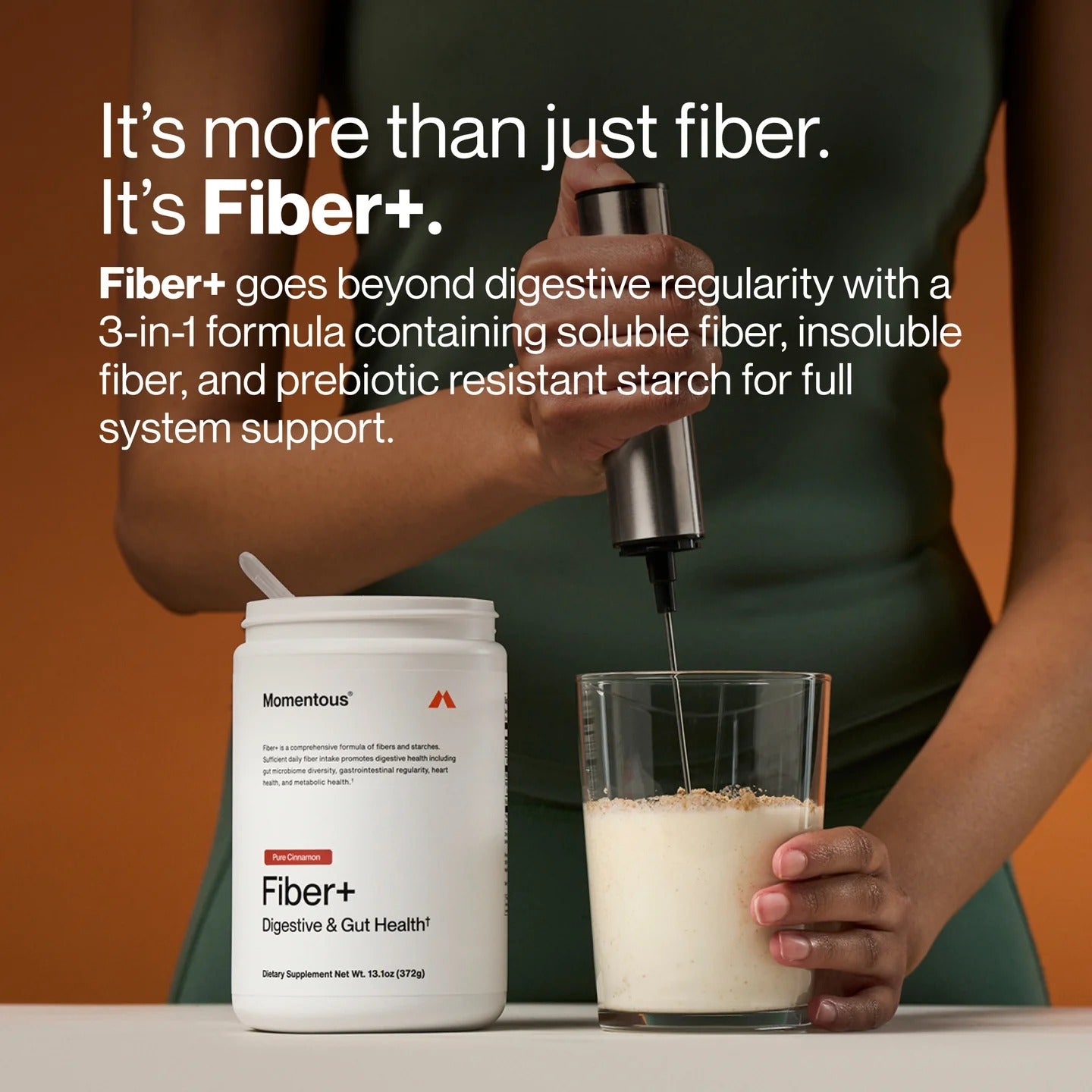 Momentous Fiber+ Prebiotic Fiber Powder (30 Serving Jar) - NSF Certified For Sport