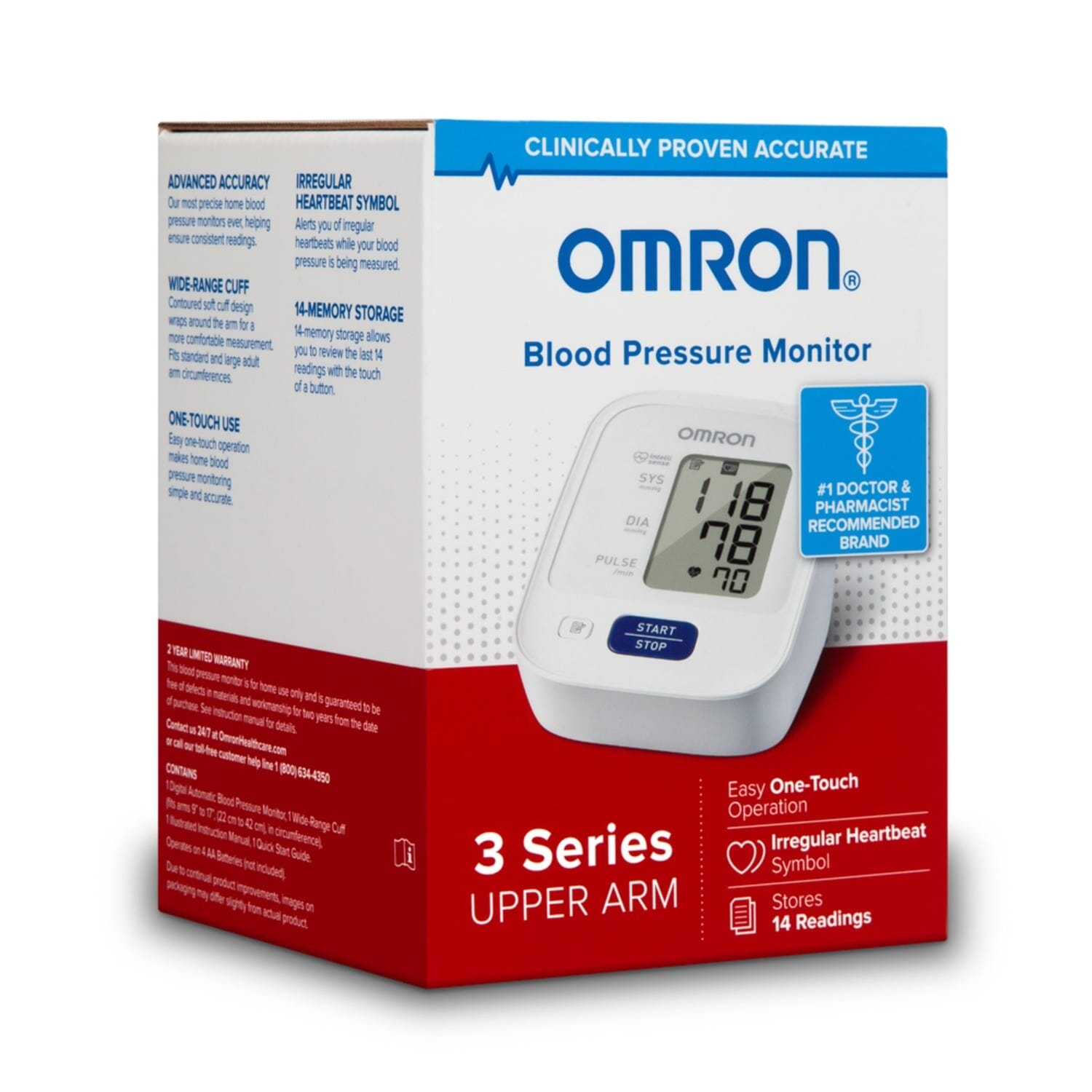 OMRON 3 Series Upper Arm Home Blood Pressure Monitor