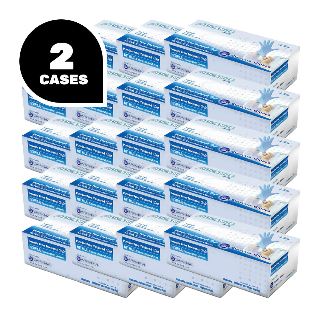 Diamond Gloves IF35 Exam Powder Free Blue Nitrile Gloves