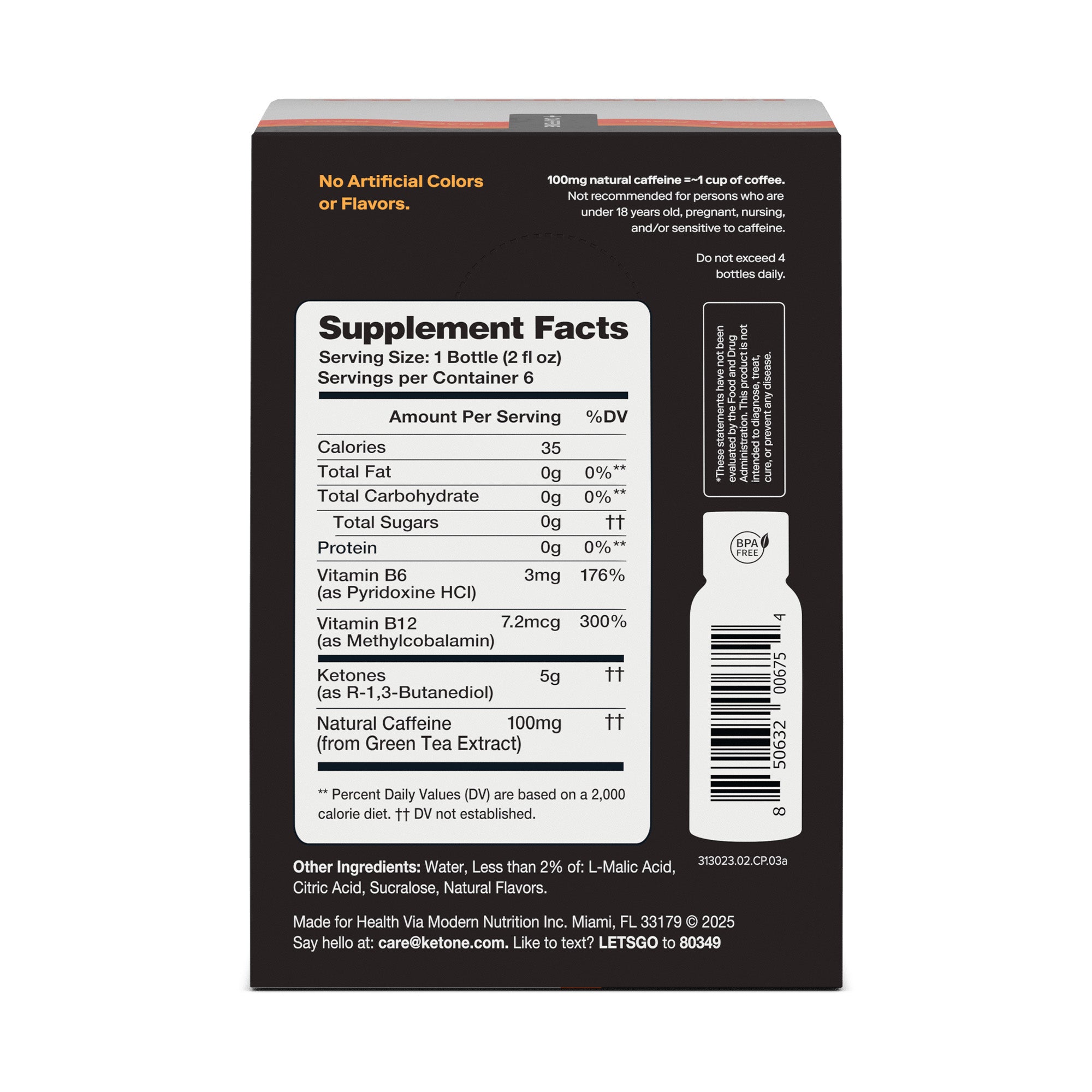 Ketone-IQ +Caffeine High Performance Energy Shot (Peach)