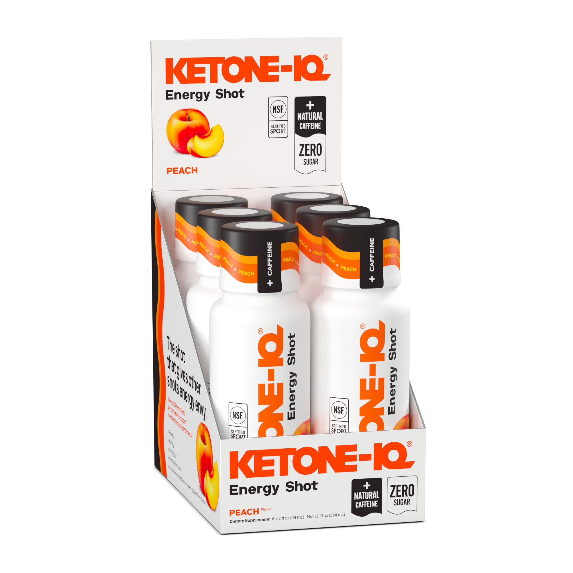 Ketone-IQ +Caffeine High Performance Energy Shot (Peach)