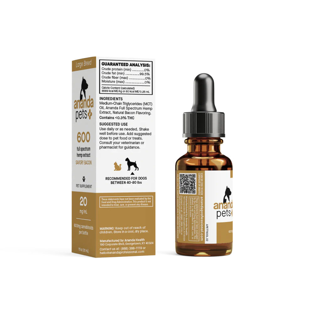 Ananda Pets - 600mg Tincture - Savory Bacon Pet Supplement