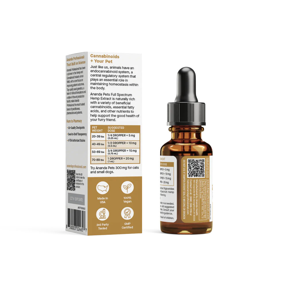 Ananda Pets - 600mg Tincture - Savory Bacon Pet Supplement