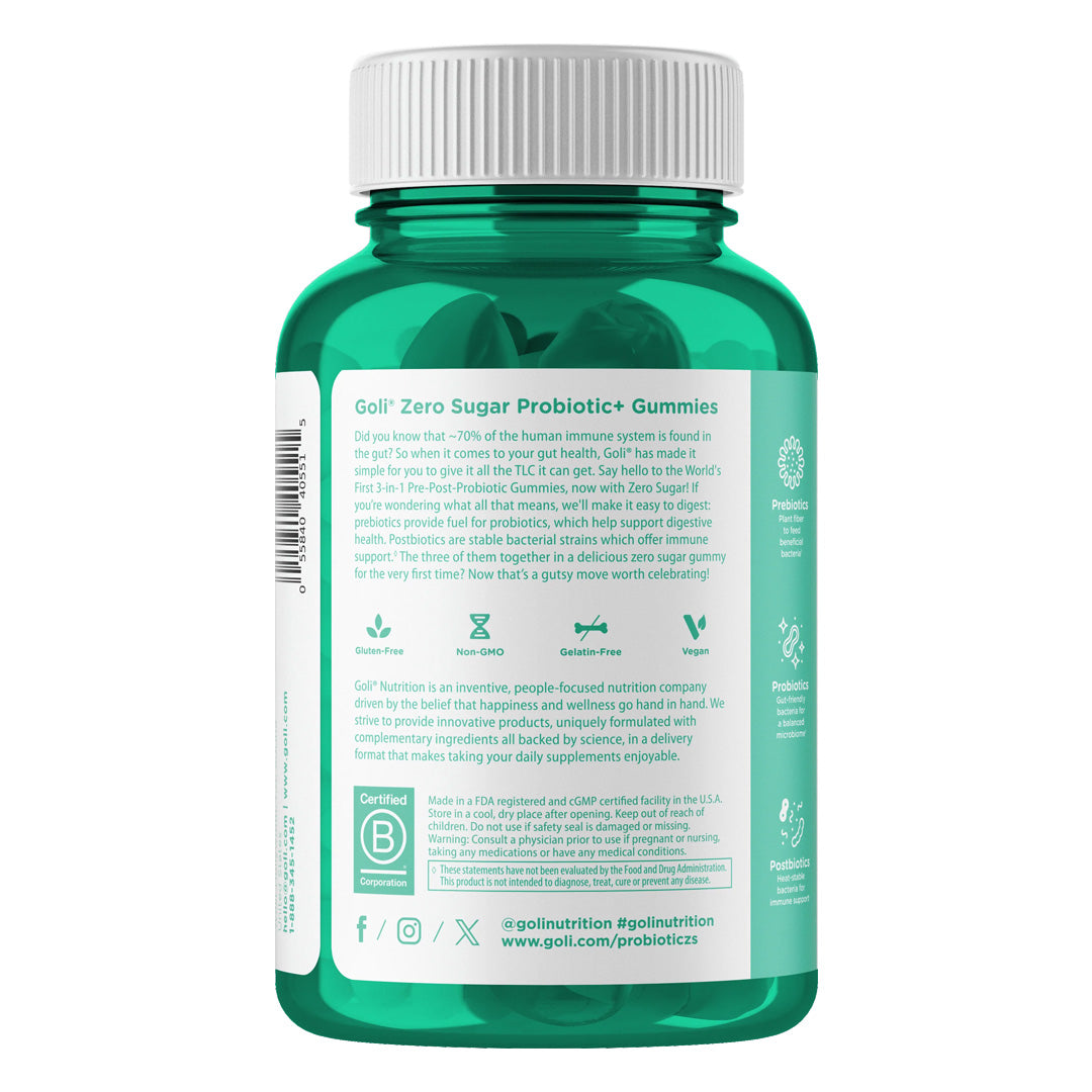 Goli® Nutrition Pre+Post+Probiotics Zero Sugar Gummies, 60 Gummies