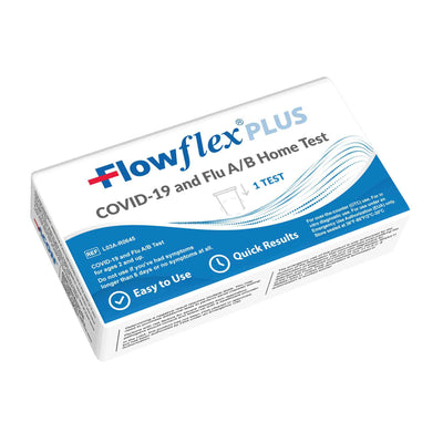 Flowflex Plus COVID-19 and Flu A/B home test kit box